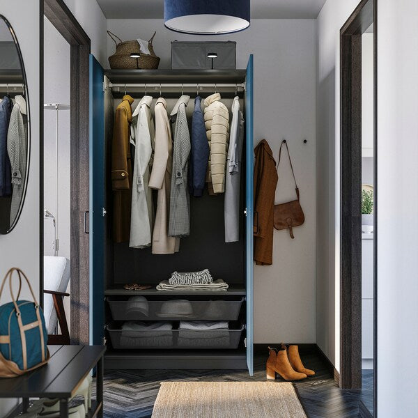 PAX / FYRUDDEN - Wardrobe combination, dark gray/blue,100x60x201 cm