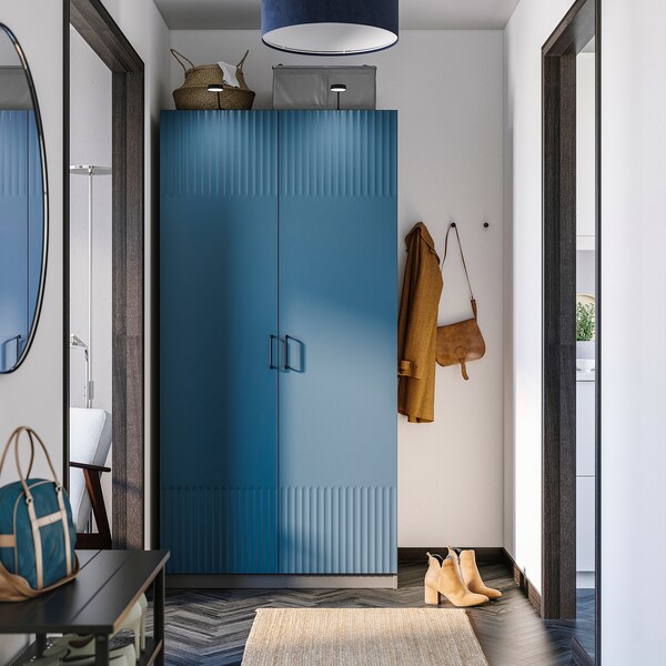 PAX / FYRUDDEN - Wardrobe combination, dark gray/blue,100x60x201 cm