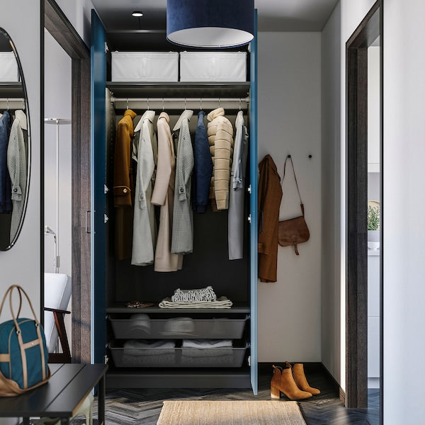 PAX / FYRUDDEN wardrobe combination, dark grey/blue, 100x60x236 cm