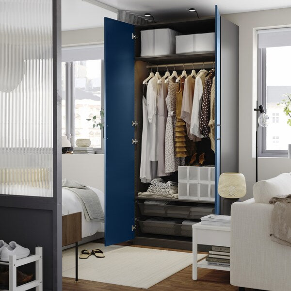 PAX / FYRUDDEN - Combinazione di guardaroba, grigio scuro/blu,100x60x236 cm