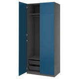 PAX / FYRUDDEN wardrobe combination, dark grey/blue, 100x60x236 cm