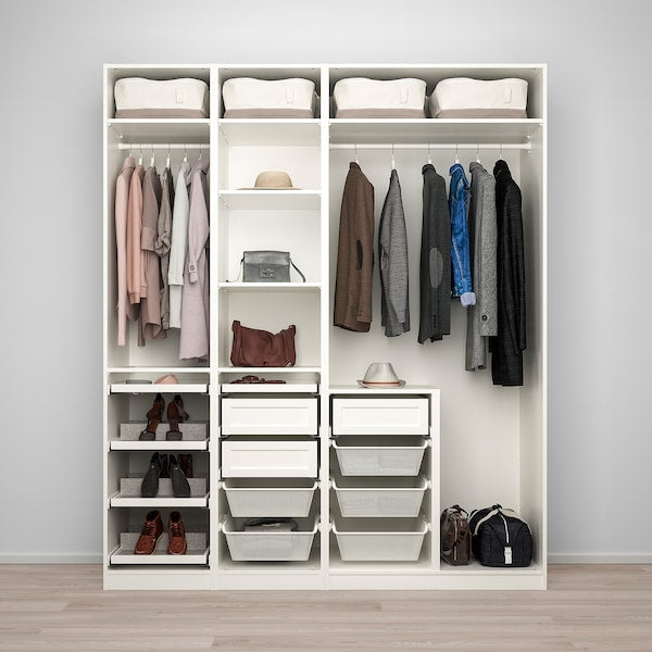 PAX / GRIMO/ÅHEIM - Wardrobe combination, white/white mirror glass,200x60x236 cm