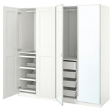 PAX / GRIMO/ÅHEIM wardrobe combination, white/white mirror glass, 200x60x201 cm