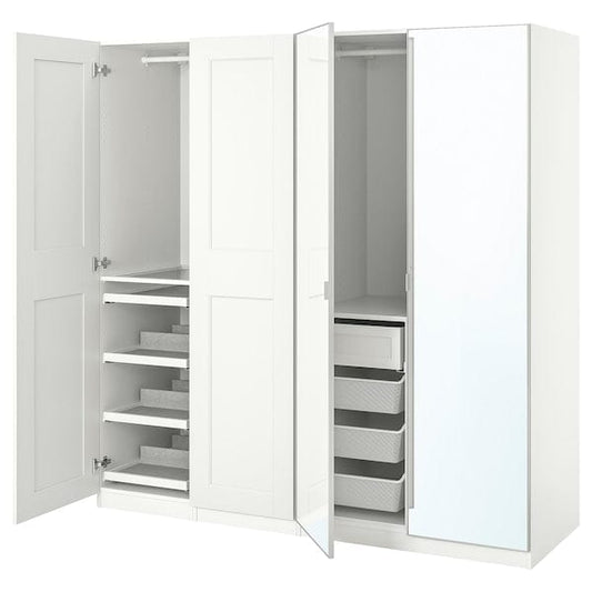 Ikea PAX / GRIMO/ÅHEIM - Wardrobe combination, white/white mirror glass,200x60x201 cm