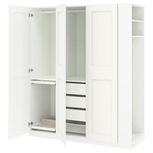 PAX / GRIMO wardrobe combination, white white/white, 170x60x201 cm Wardrobe combination, white white/white,170x60x201 cm