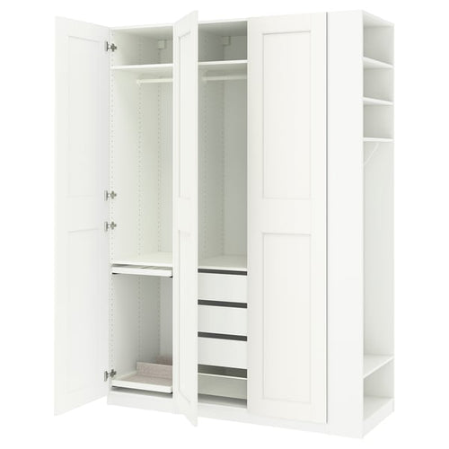 PAX / GRIMO wardrobe combination, white white/white, 170x60x236 cm