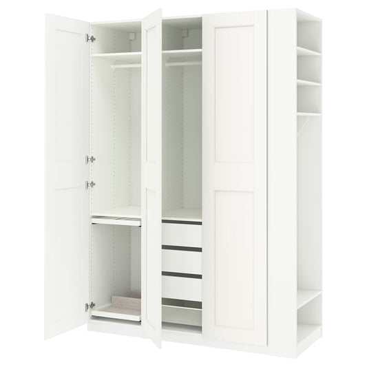 PAX / GRIMO wardrobe combination, white white/white, 170x60x236 cm Wardrobe combination, white white/white,170x60x236 cm