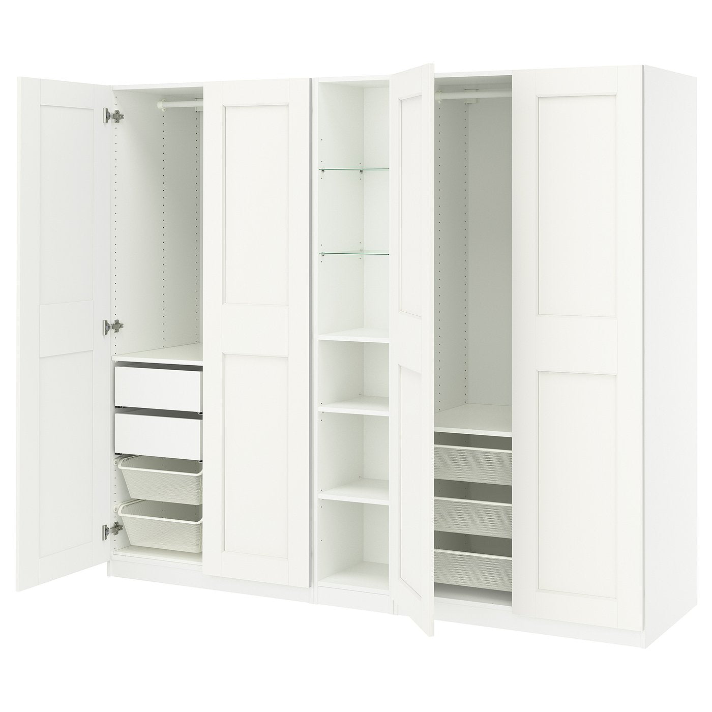 PAX / GRIMO wardrobe combination, white white/white, 235x60x201 cm