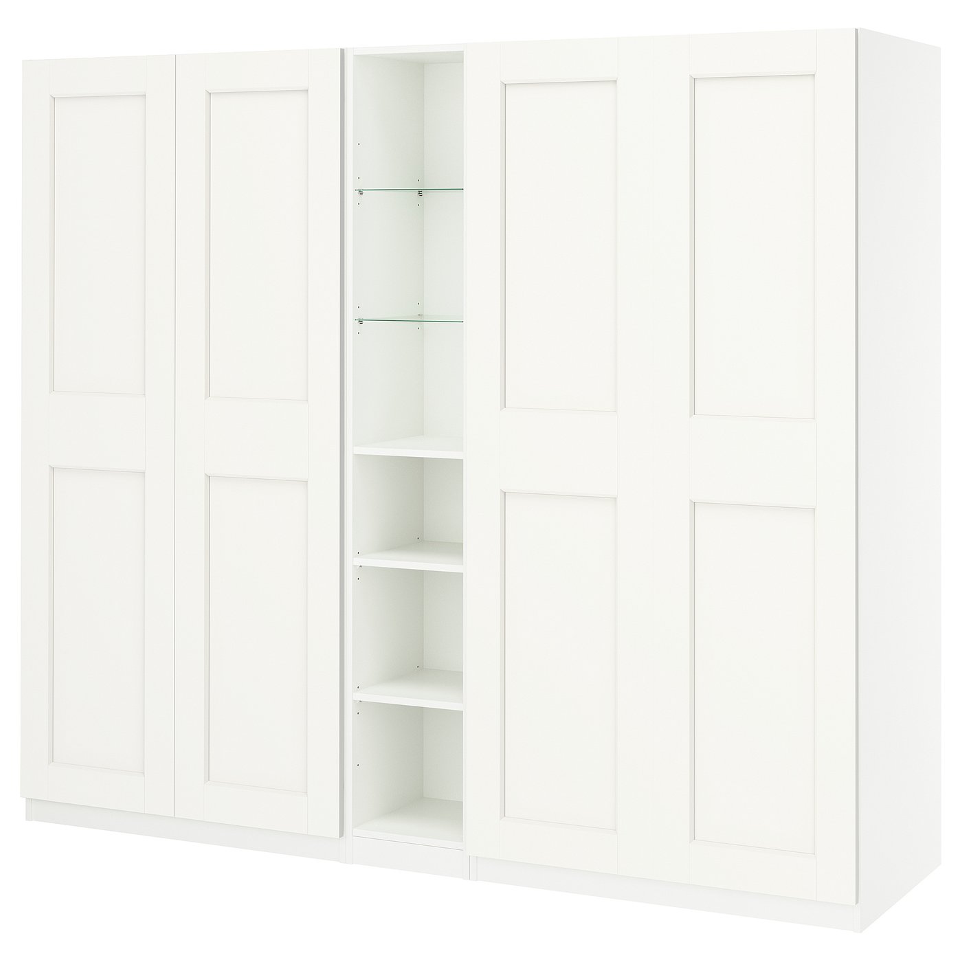 PAX / GRIMO wardrobe combination, white white/white, 235x60x201 cm