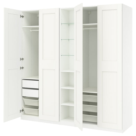 PAX / GRIMO wardrobe combination, white white/white, 235.0x236.4x60.0 cm