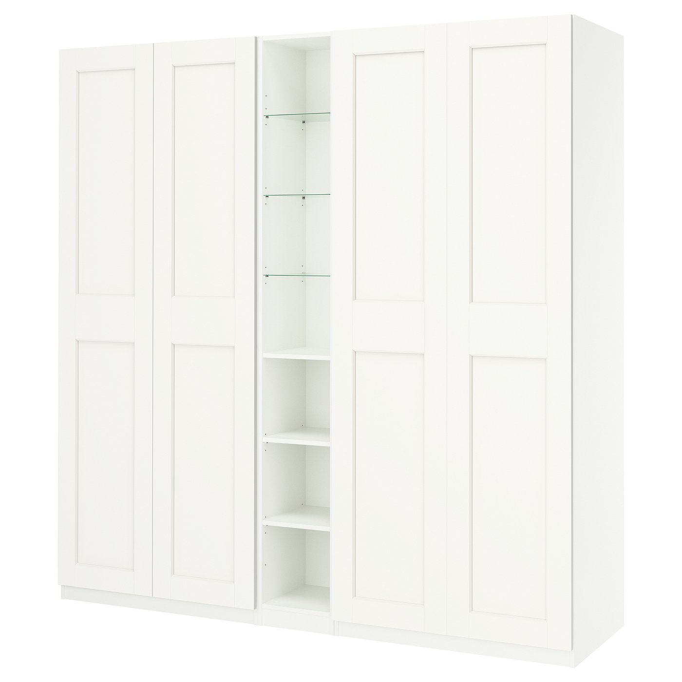 PAX / GRIMO wardrobe combination, white white/white, 235x60x236 cm