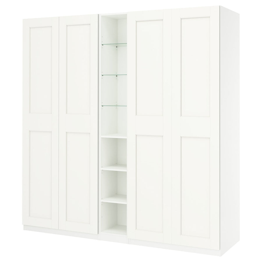 PAX / GRIMO wardrobe combination, white white/white, 235x60x236 cm