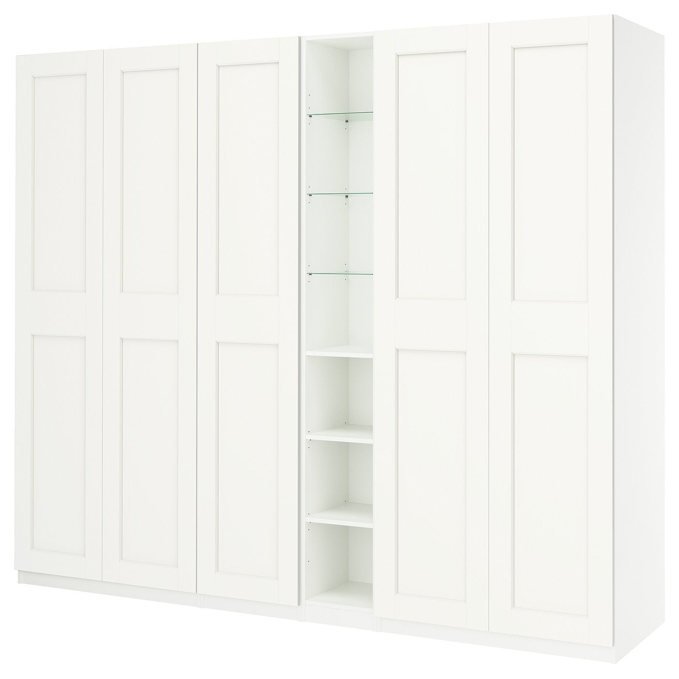 PAX / GRIMO wardrobe combination, white white/white, 285x60x236 cm