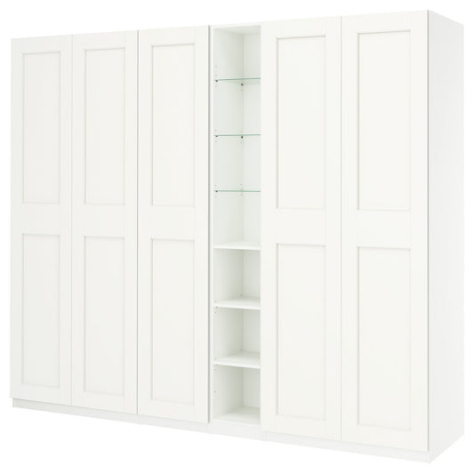 PAX / GRIMO wardrobe combination, white white/white, 285x236x60 cm