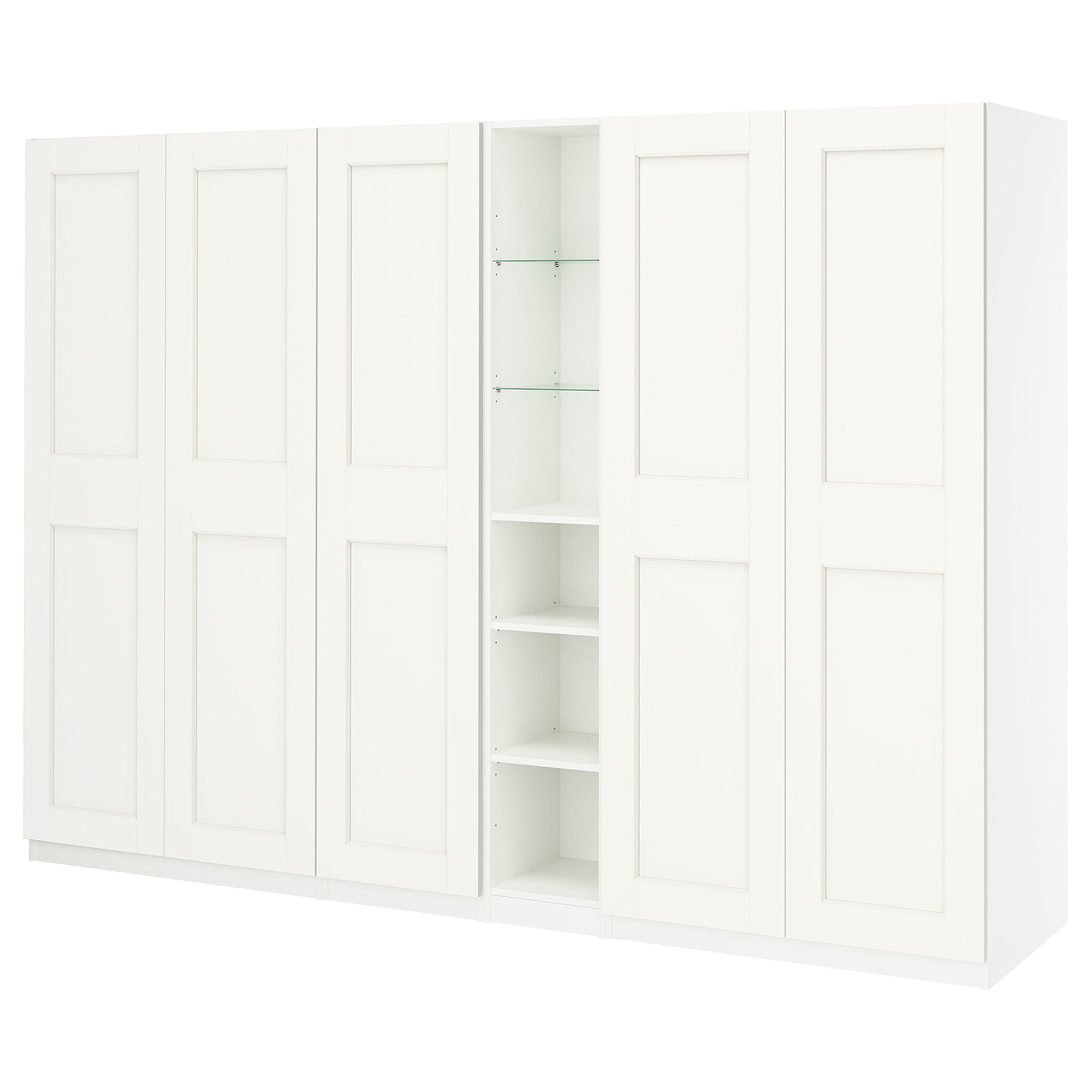 PAX / GRIMO wardrobe combination, white white/white, 285x60x201 cm