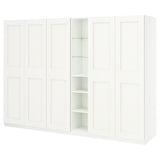 PAX / GRIMO wardrobe combination, white white/white, 285x60x201 cm