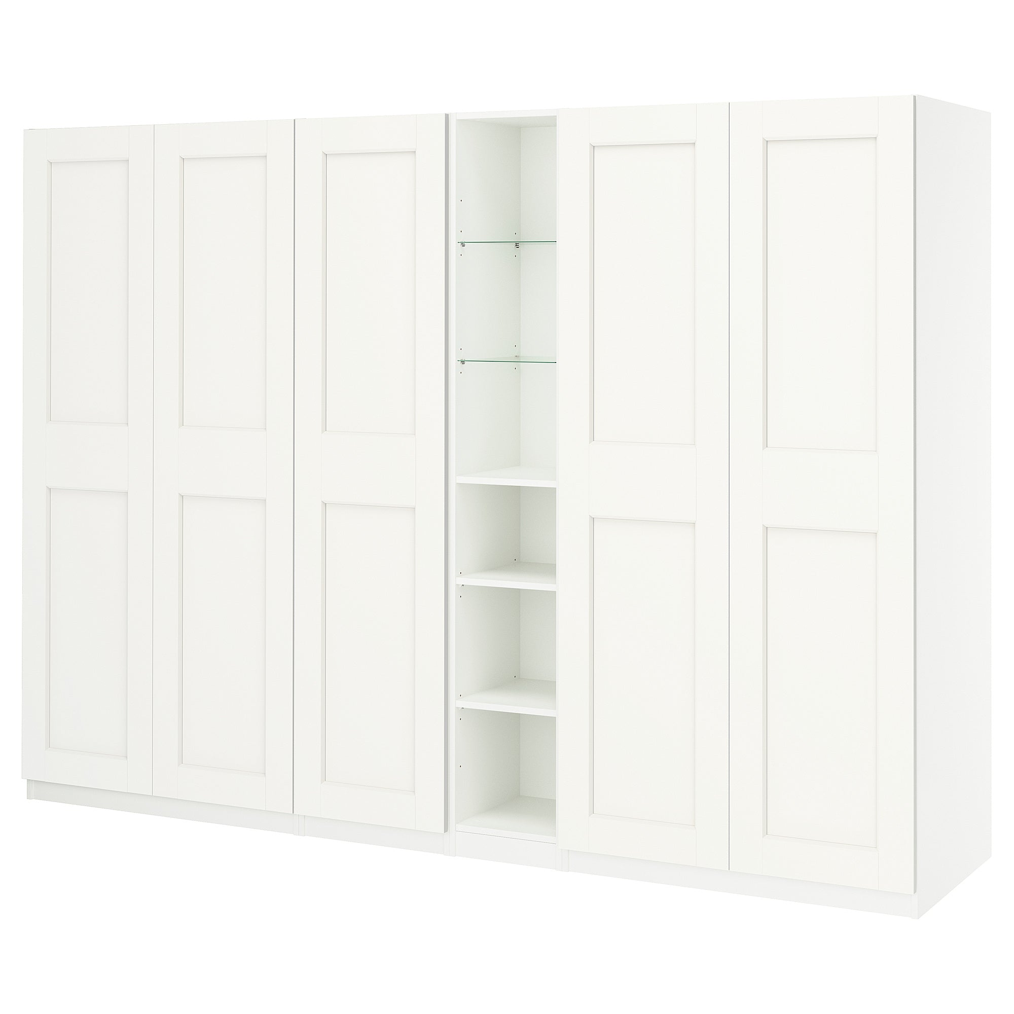 PAX / GRIMO wardrobe combination, white white/white, 285x60x201 cm
