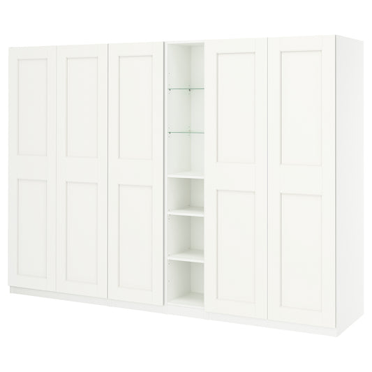 PAX / GRIMO wardrobe combination, white white/white, 285x60x201 cm