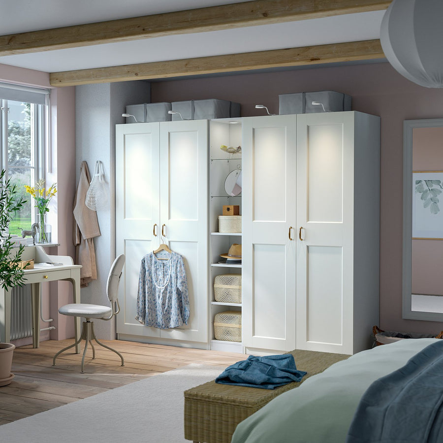 PAX / GRIMO wardrobe combination, white white/white, 235.0x201.2x60.0 cm