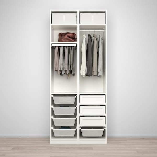 PAX / GRIMO - Wardrobe combination, white/white,100x60x236 cm