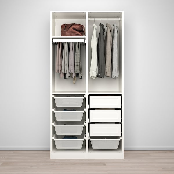 PAX / GRIMO - Wardrobe combination, white/white,100x60x201 cm