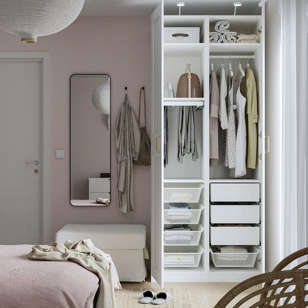 Ikea PAX / GRIMO - Wardrobe combination, white/white,100x60x236 cm