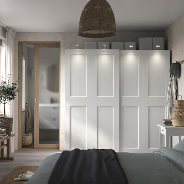 PAX / GRIMO - Wardrobe combination, white/white,200x66x201 cm