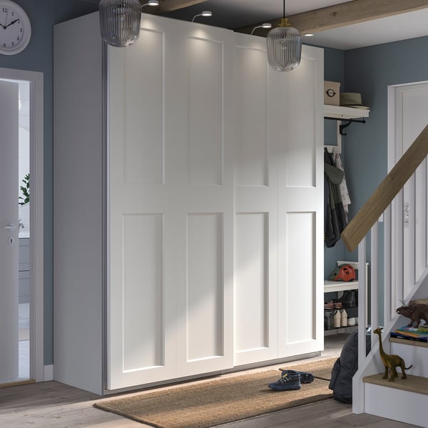 PAX / GRIMO - Wardrobe combination, white/white,200x66x236 cm