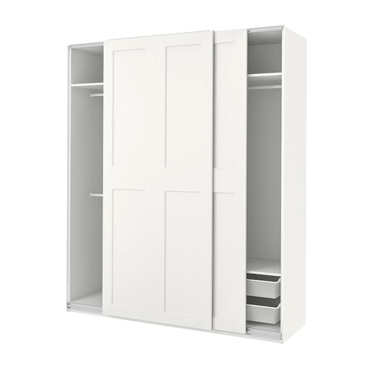 PAX / GRIMO - Wardrobe combination, white/white,200x66x236 cm