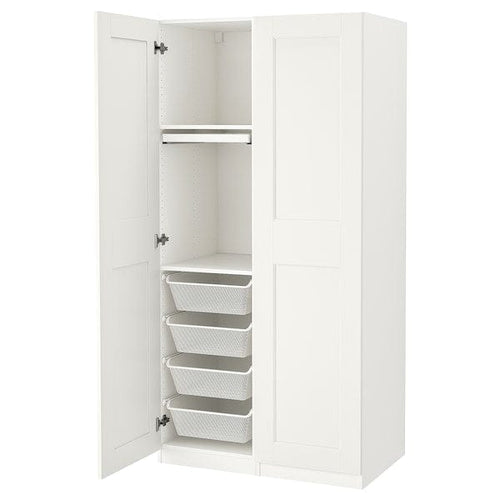 PAX / GRIMO wardrobe combination, white/white, 100.0x201.2x60.0 cm