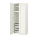 PAX / GRIMO wardrobe combination, white/white, 100x60x236 cm