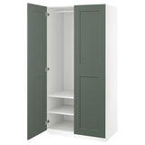 PAX / GRIMO wardrobe combination, white/grey-green, 100x60x201 cm