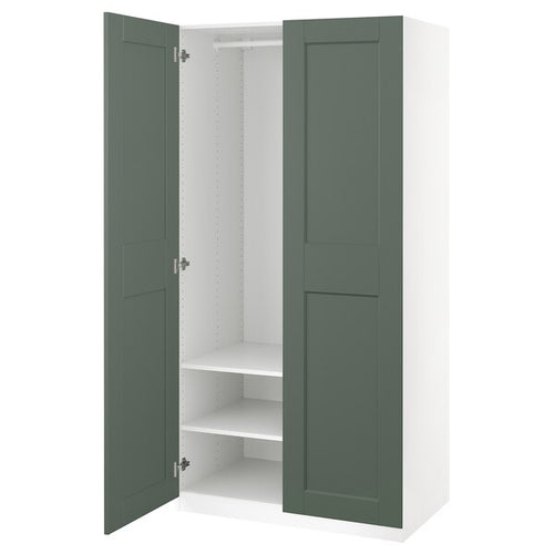 PAX / GRIMO - Wardrobe combination, white/grey-green,100x60x201 cm