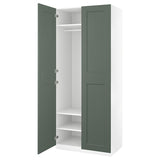 PAX / GRIMO wardrobe combination, white/grey-green, 100x60x236 cm