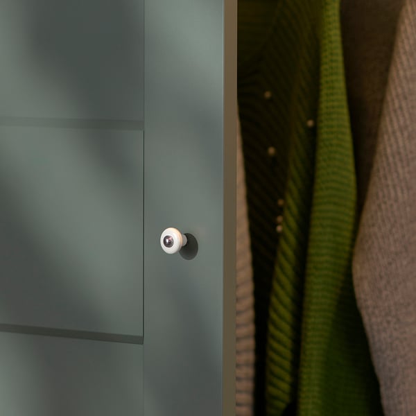PAX / GRIMO wardrobe combination, white/grey-green, 300x60x236 cm
