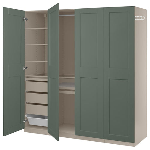 PAX / GRIMO - PAX / GRIMO Wardrobe combination, grey-beige/grey-green, 200x60x201 cm