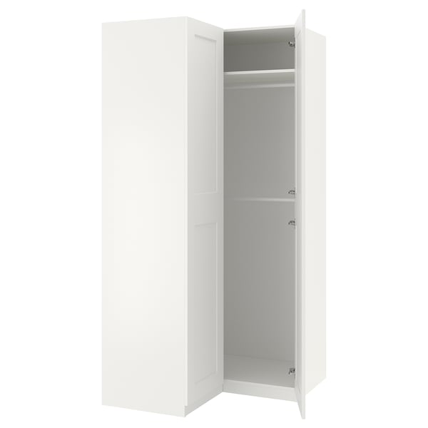 PAX / GRIMO corner wardrobe, white/white, 110/110x236 cm