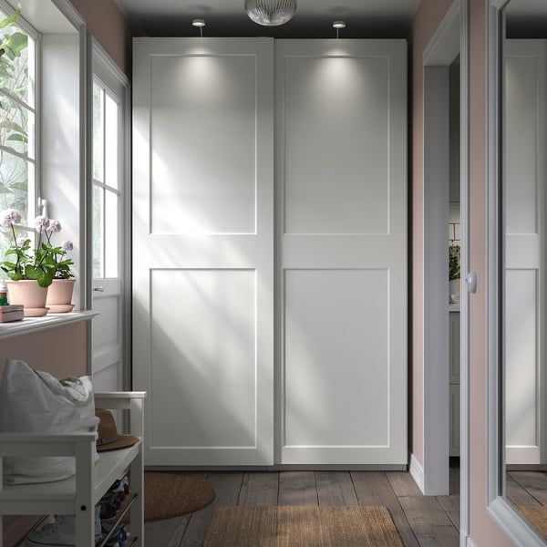PAX / GRIMO wardrobe, white/white, 150x66x236 cm