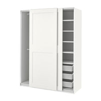 PAX / GRIMO wardrobe, white/white, 150x66x201 cm