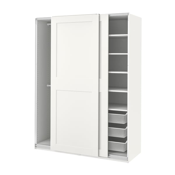 PAX / GRIMO wardrobe, white/white, 150x66x201 cm