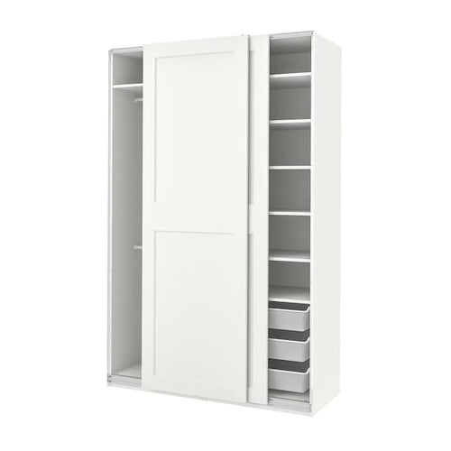 PAX / GRIMO wardrobe, white/white, 150x66x236 cm