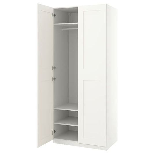 Ikea PAX / GRIMO - Wardrobe, white/white,100x60x236 cm