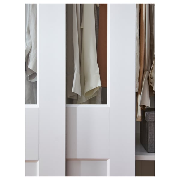 PAX / GRIMO wardrobe with sliding doors, white/clear glass white, 200x66x236 cm