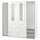 PAX / GRIMO - Wardrobe with sliding doors, white/transparent glass white,200x66x201 cm