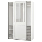 PAX / GRIMO wardrobe with sliding doors, white/clear glass white, 150x66x236 cm