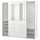 PAX / GRIMO - Wardrobe with sliding doors, white/transparent glass white,200x66x201 cm