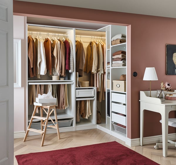 PAX corner wardrobe, white, 211/161x201 cm