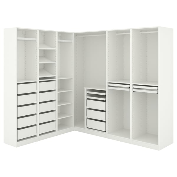 PAX corner wardrobe, white, 211/213x201 cm