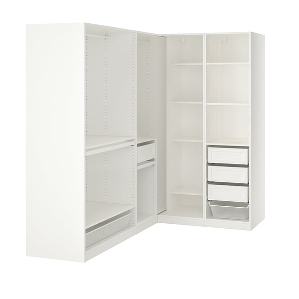 PAX corner wardrobe, white, 211/161x201 cm