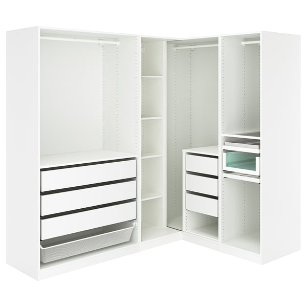 PAX corner wardrobe, white, 211/161x201 cm